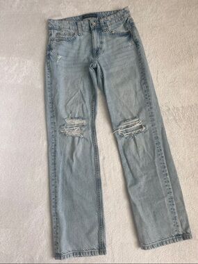 Aeropostale Aero Low Rise Baggy Thrashed Light Wash Jeans 000 Grunge Distressed